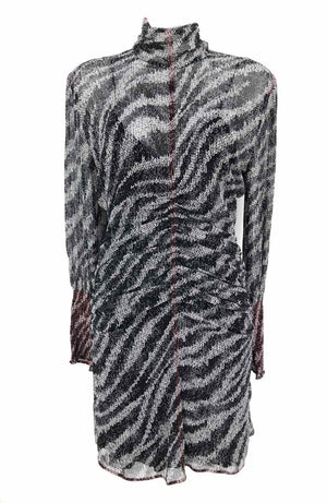 RAG & BONE Black & White Red Silk Print High Neck Size 8  (M) Dress