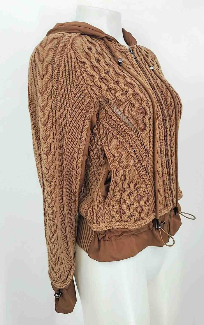 KOBI HALPERIN Brown Cotton Knit Zip Front Women Size X-SMALL Jacket