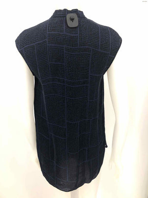 VINCE Navy Black Silk Print Sleeveless Size MEDIUM (M) Top