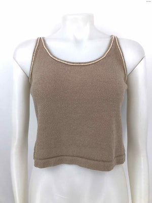 ST. JOHN Khaki Beige Knit Crop Top Size Petite (S) Top