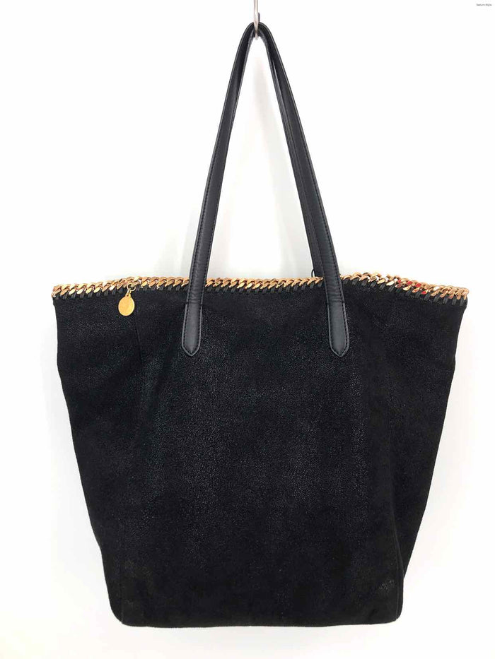 STELLA MCCARTNEY Black Goldtone Goldtone suede Pre Loved Tote Purse