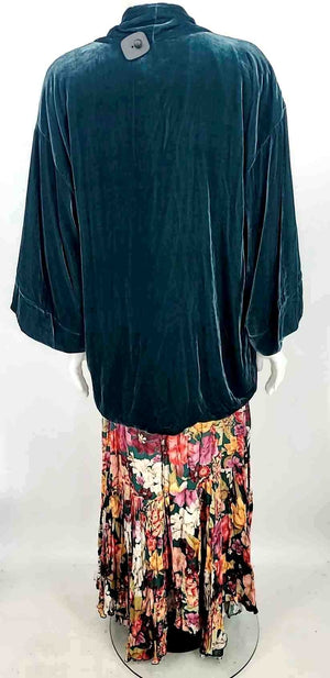 JADE by Johnny Was Green Yellow Multi Velvet Floral Maxi Wrap Dress Set