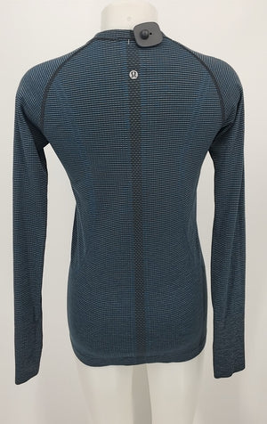 LULULEMON Teal Black Pinstripe Longsleeve Size 8  (M) Activewear Top