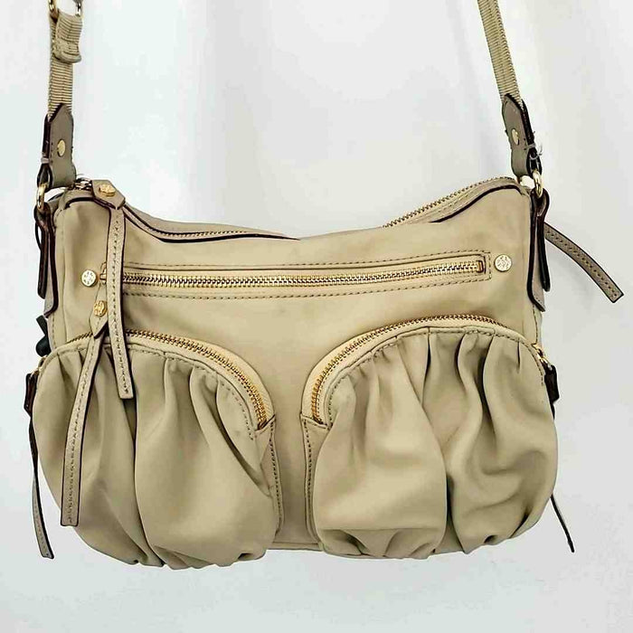 MZ WALLACE Khaki Gold Nylon Pre Loved Crossbody Purse