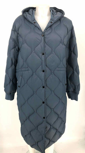 RAG & BONE Blue Down Blend Puffer Long Coat Women Size LARGE  (L) Jacket