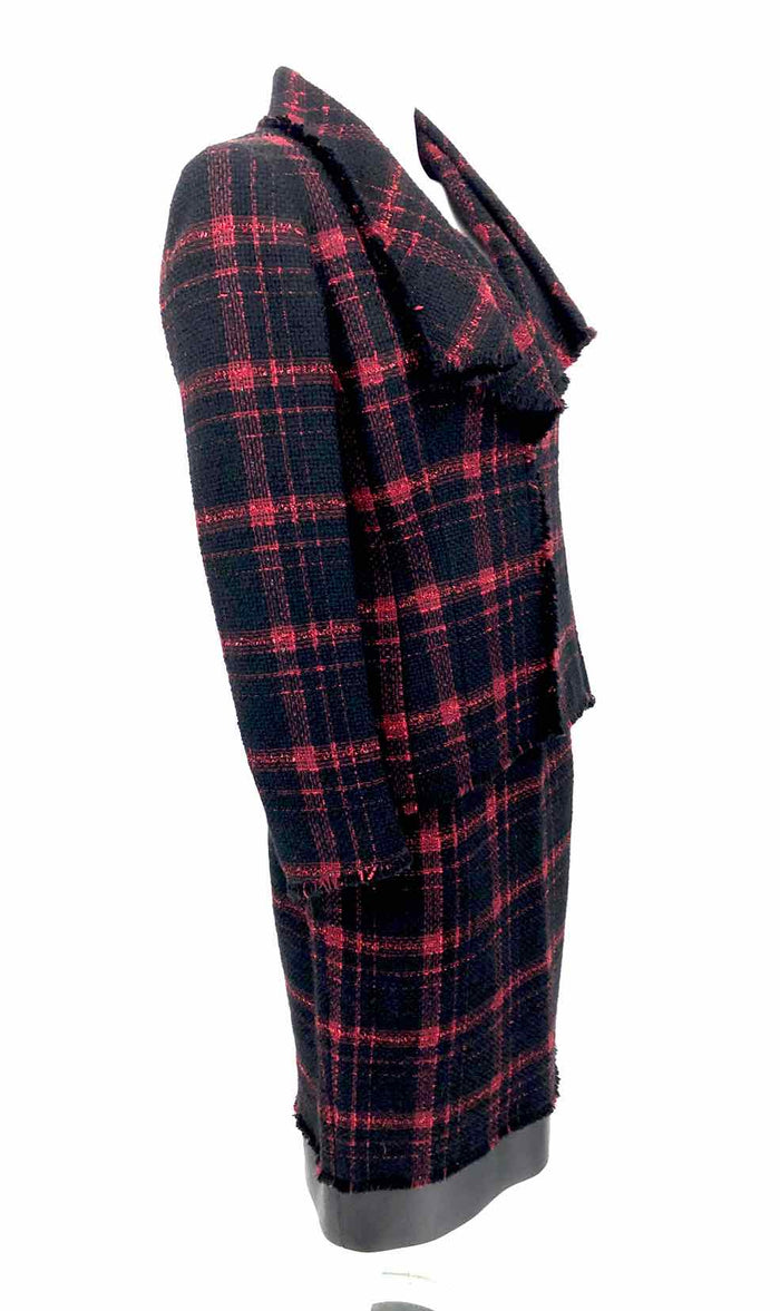 LAFAYETTE 148 Black Red Tweed Size 8  (M) Plaid Skirt Suit