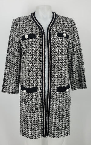 JOSEPH RIBKOFF White Black Houndstooth Coat Women Size 8  (M) Jacket