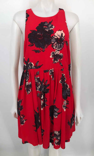 FREE PEOPLE Red Black Floral Sleeveless Size 12  (L) Dress