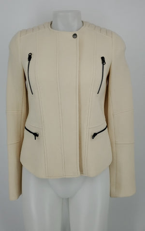 VINCE Ivory Gunmetal Zip Up Longsleeve Women Size 4  (S) Jacket