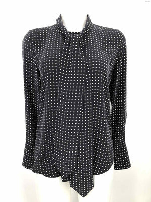 EQUIPMENT Black White Silk Dot w/tie Size LARGE  (L) Top