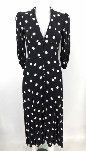 REFORMATION Black White Polka Dot Short Sleeves Size SMALL (S) Dress