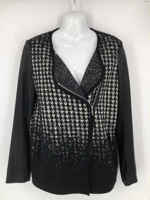 KAREN KANE Black Gray Houndstooth Zip Up Women Size X-SMALL Jacket