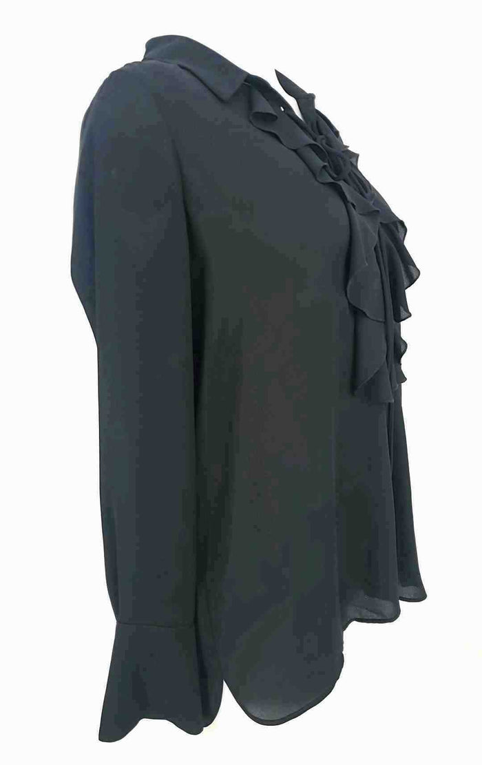 JOSEPH RIBKOFF Black Ruffle Longsleeve Size 6  (S) Top