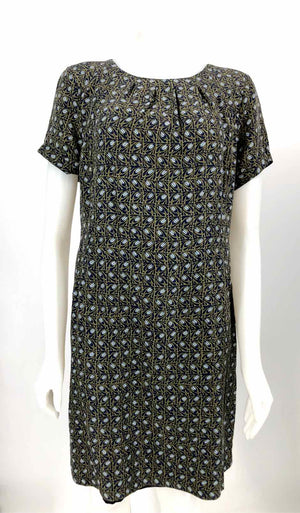 TORY BURCH Green Blue Multi Silk Print Short Sleeves Size 12  (L) Dress