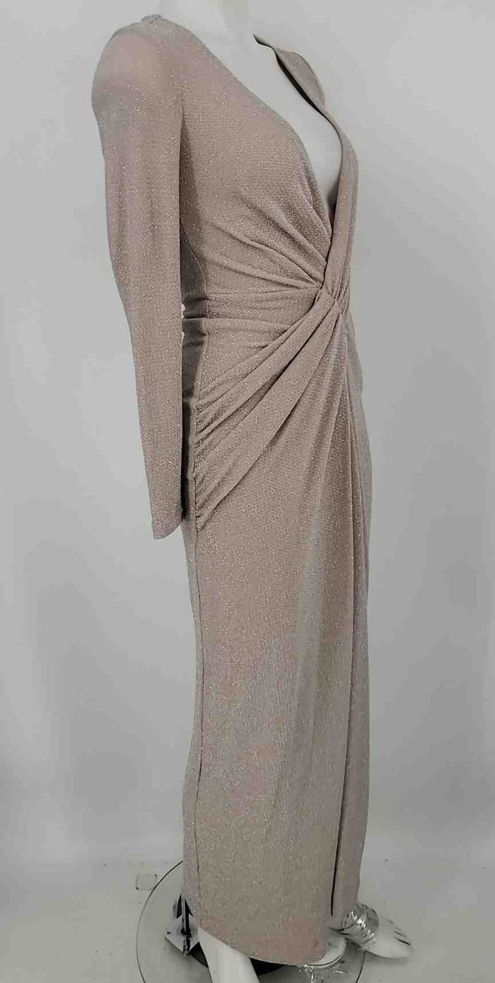 HOUSE OF CB Beige Silver Sparkle Wrap Size SMALL (S) Dress