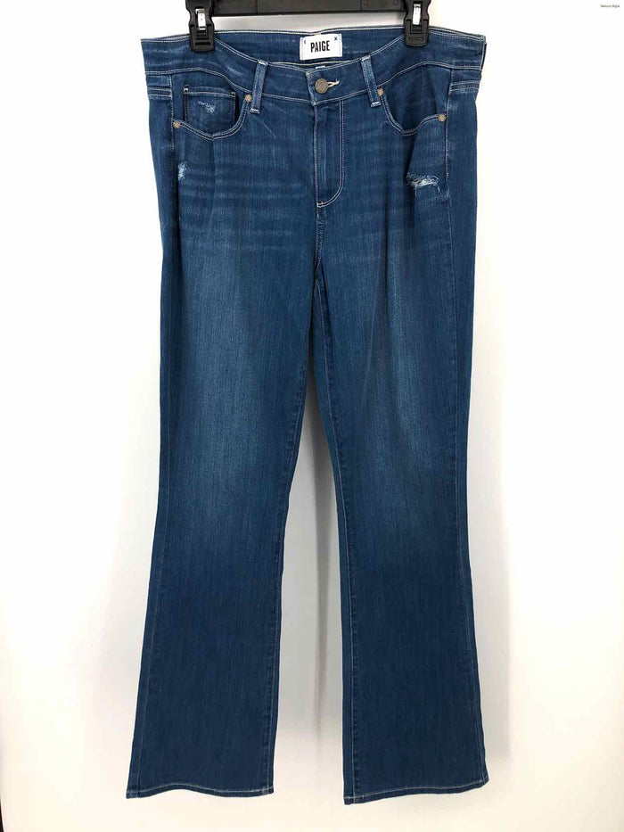 PAIGE Blue Denim Distressed Mid-Rise Boot Cut Size 32  (L) Jeans