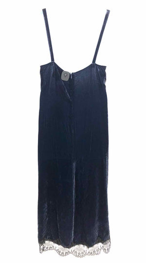 JOHNNY WAS Navy Velvet Embroidered Spaghetti Strap Size LARGE  (L) Dress