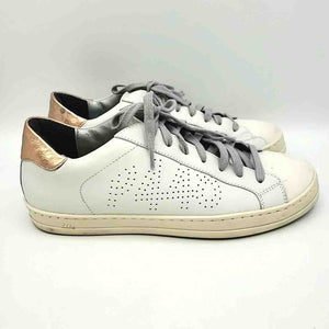 P448 White Rose Gold Leather Italian Made Sneaker Shoe Size 39 US: 8-1/2 Shoes