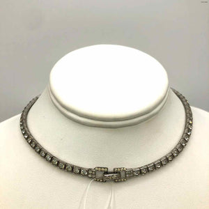 VINTAGE Sterling Silver Crystal Choker 14" ss Necklace