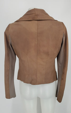 SCOOP Brown Leather Asymmetrical Women Size SMALL (S) Jacket