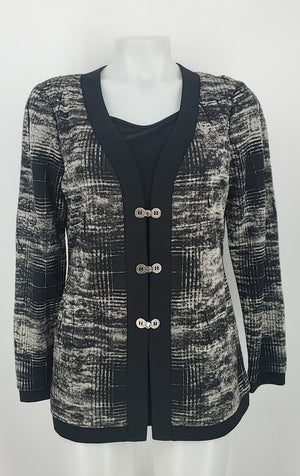 JOSEPH RIBKOFF Black White Print Wrap Women Size 8  (M) Jacket