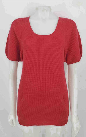 THEORY Red Cashmere Short Sleeves Size SMALL (S) Sweater