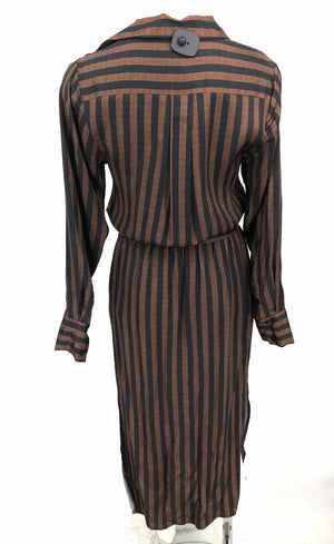 REISS Brown Black Striped Midi Length Size 4  (S) Dress