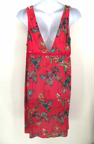 JOHNNY WAS Pink Green Multi Floral Print Midi Length Size X-LARGE Dress