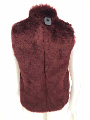 J CREW Burgundy Faux Fur Zip Up Vest Women Size X-SMALL Jacket