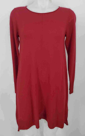 EILEEN FISHER Red Merino Wool Tunic Size X-SMALL Sweater