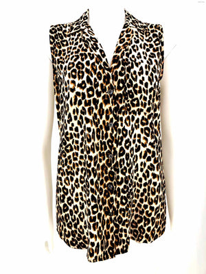 EQUIPMENT Black Beige Silk Sleeveless Size Petite (S) Top