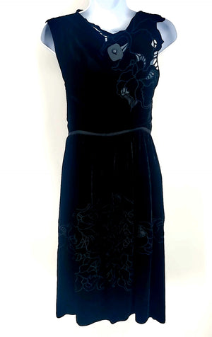 VIVIENNE TAM Black Velvet Eyelet cut-out Size SMALL (S) Dress