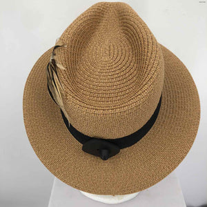 HICKS & BROWN Tan Brown Pre Loved Woven Feather Hat