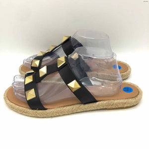 MAYPOL Beige Black Leather Rhinestone Sandal Shoe Size 42 US: 11 Shoes