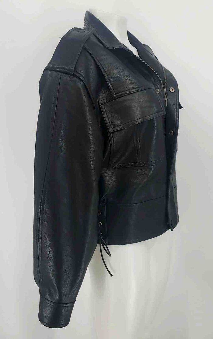 MOTHER Black Faux Leather Bomber Women Size SMALL (S) Jacket