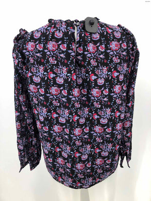 XIRENA Black Lavender & Red Floral Blouse Size X-SMALL Top