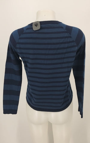 GERARD DAREL Navy Merino Wool Stripe Crop Pullover Size SMALL (S) Top