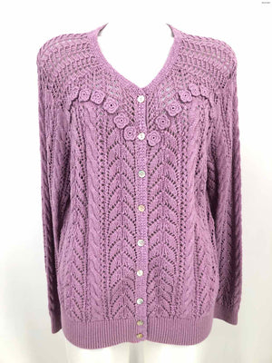 SUNDANCE Lavender Cotton Crochet Cardigan Size X-LARGE Sweater