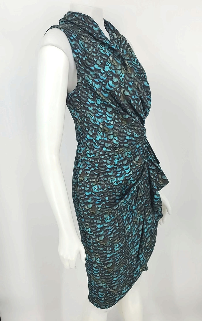 ALL SAINTS Green Blue Multi Print Sleeveless Size MEDIUM (M) Dress