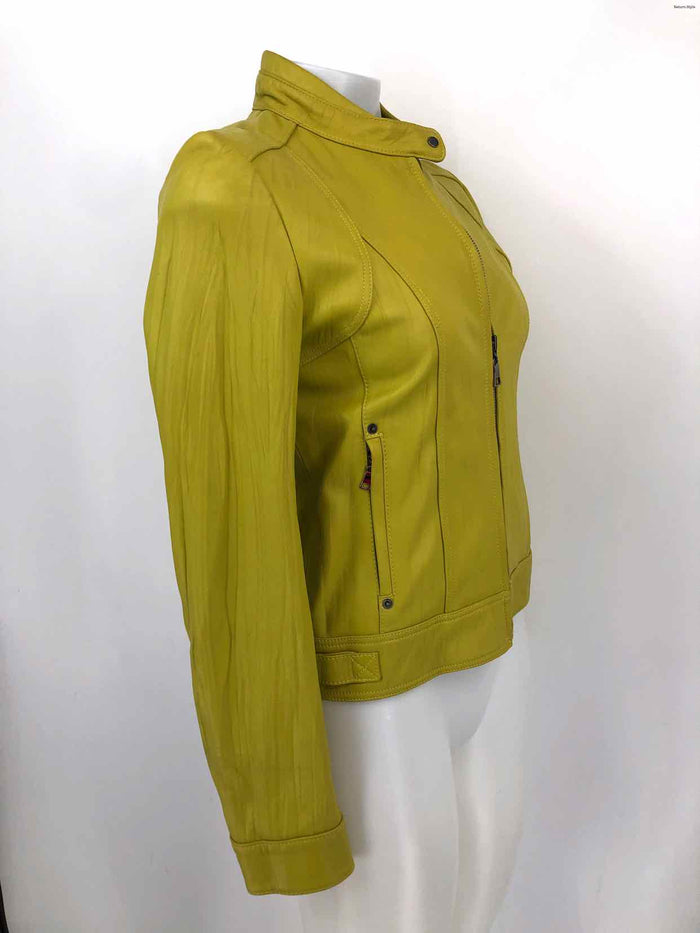 MERIDIAN Yellow Leather Moto Women Size X-SMALL Jacket