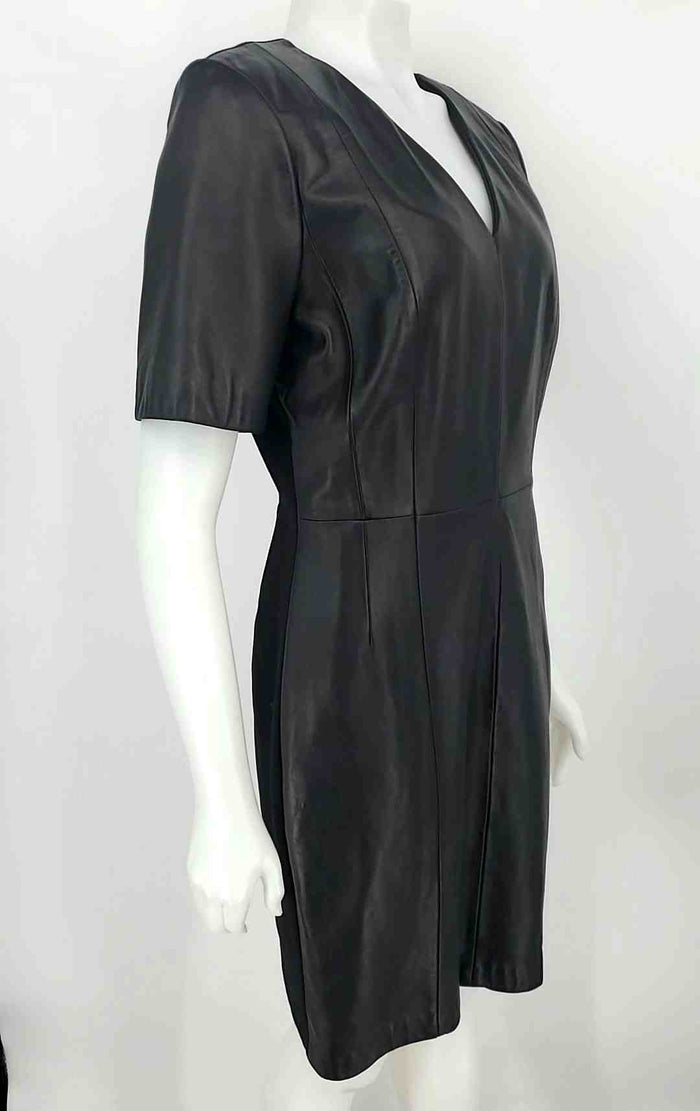 ANTONIO MELANI Black Leather Short Sleeves Size 12  (L) Dress