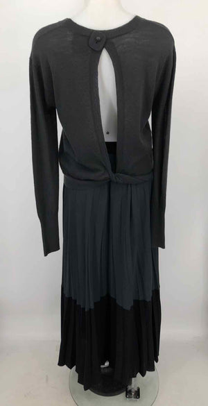 A.L.C. Gray Black Wool Pleated Top & Skirt Size SMALL (S) Sweater Set