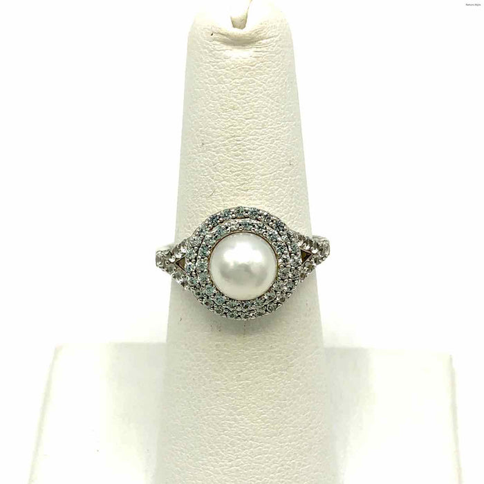 SUN & MOON Silver Pearl Has Tag ss Ring