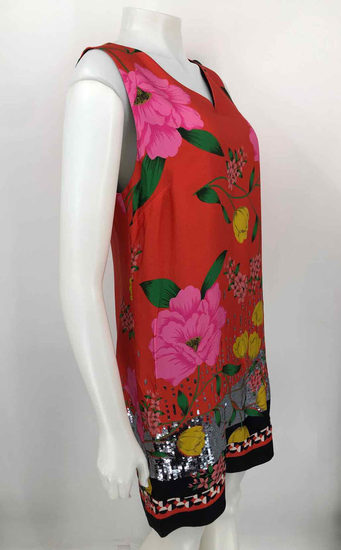 KOBI HALPERIN Orange-Red Pink Multi Floral Tank Size MEDIUM (M) Dress