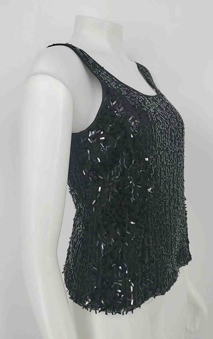 TAHARI Black Sequined Tank Size 6  (S) Top