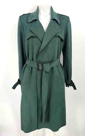 ETT TWA Green w/belt Trench Coat Women Size SMALL (S) Jacket