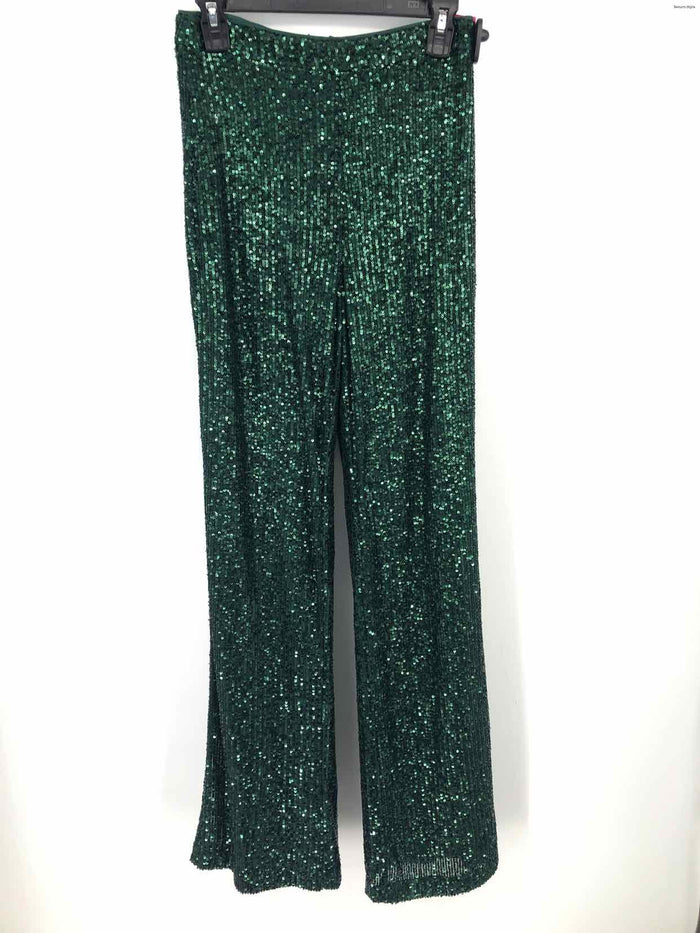 CAMILA COELHO Green Sequined Size SMALL (S) Pants