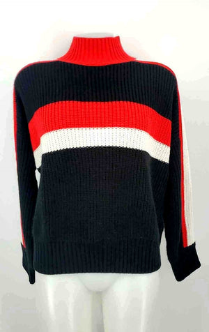 SANCTUARY Red & Blue White Knit Striped Turtleneck Size SMALL (S) Sweater