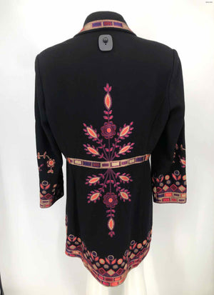 NYGARD Black Pink Multi Embroidered Coat Women Size 14  (L) Jacket