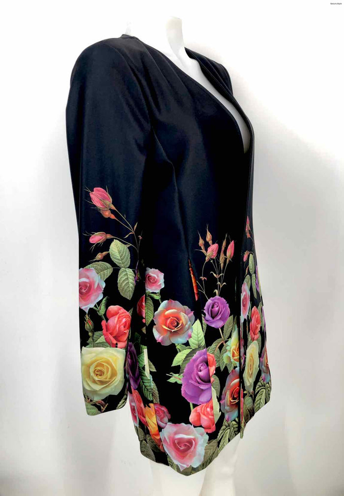 JOSEPH RIBKOFF Black Pink Multi Floral Print Longsleeve Jacket